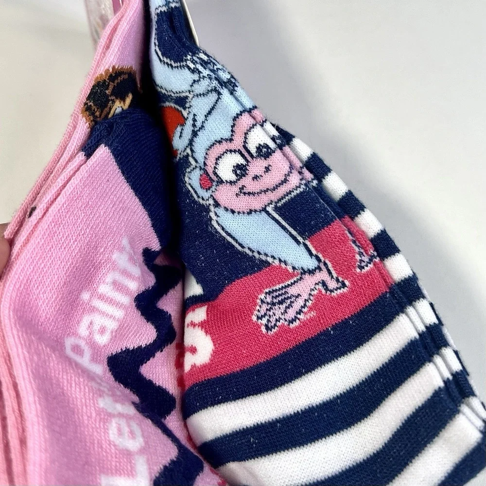 Nickelodeon Dora The Explorer & Boots Calf Socks Girls 6-8 Pink‎ Navy Pair/2 NWT